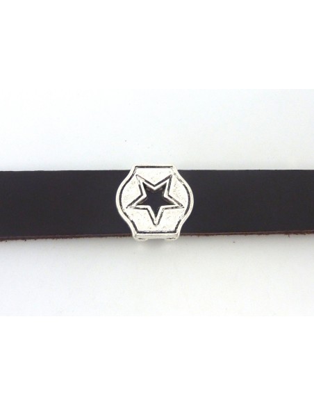 3 Perles passant étoile 17,3mm en métal argenté