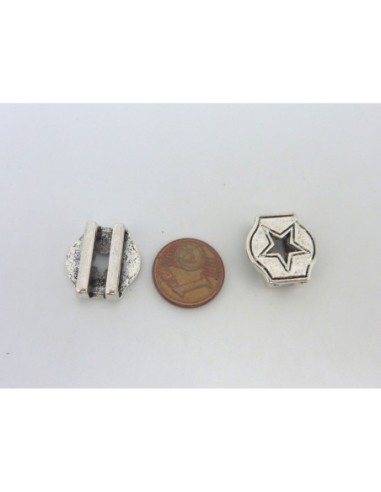 3 Perles passant étoile 17,3mm en métal argenté