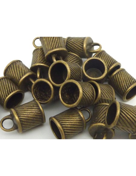 R-20 Embouts pour cordon de 8mm en métal de couleur bronze