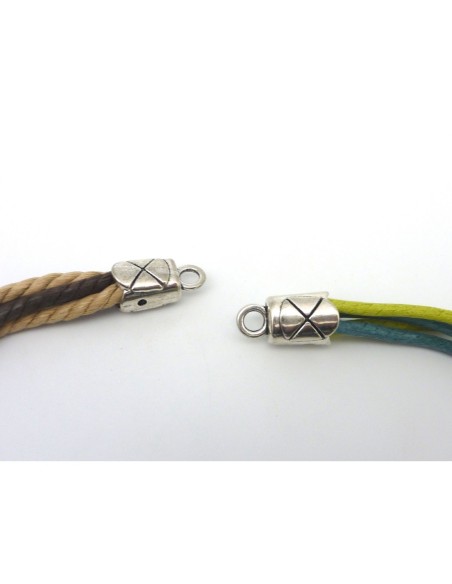 2 Embouts pour cordon, cache nœud, fermoir en métal argenté style cloche