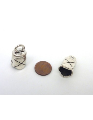 2 Embouts pour cordon 11,3mm, cache nœud, fermoir en métal argenté 