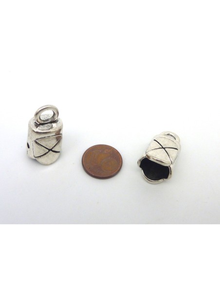 2 Embouts pour cordon 11,3mm, cache nœud, fermoir en métal argenté 