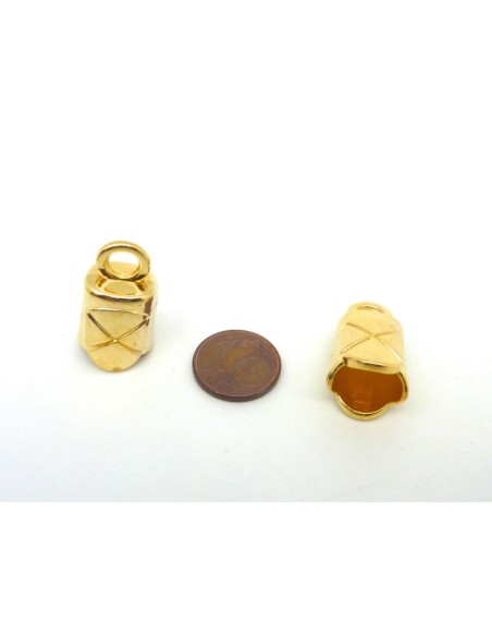 2 Embouts pour cordon fermoir en métal doré style cloche
