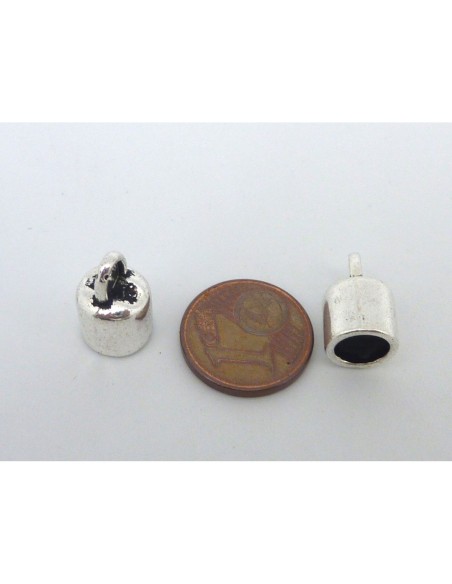 20 Embouts pour cordon 6,4mm en métal argenté lisse