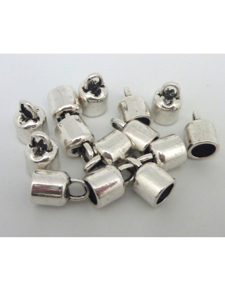 20 Embouts pour cordon 6,4mm en métal argenté lisse