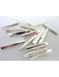 10 Embouts griffe serre ruban 35mm en métal argenté brillant blanc