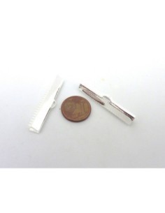 10 Embouts griffe serre ruban 35mm en métal argenté brillant blanc 2