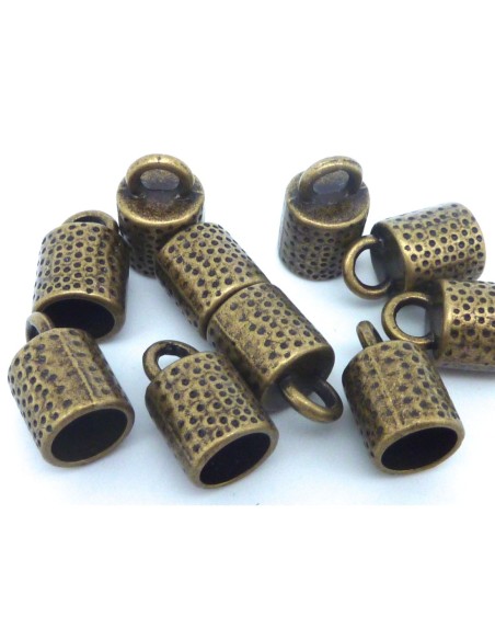 R-4 Embouts pour cordon 8,7mm, cache nœud, fermoir en métal de couleur bronze gravé de points