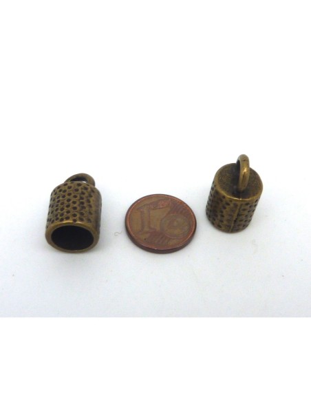 R-4 Embouts pour cordon 8,7mm, cache nœud, fermoir en métal de couleur bronze gravé de points
