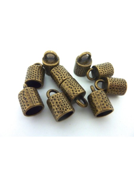R-4 Embouts pour cordon 8,7mm, cache nœud, fermoir en métal de couleur bronze gravé de points