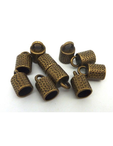 R-4 Embouts pour cordon 8,7mm, cache nœud, fermoir en métal de couleur bronze gravé de points