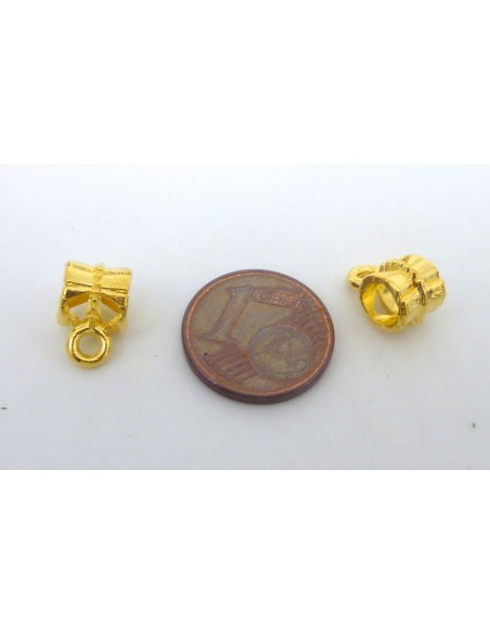 R-10 Perles support breloque tonneau ajouré 10,9mm en métal doré