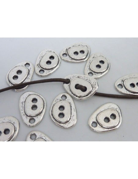 5 Intercalaires grain de café 17,9mm x 12,8mm en métal argenté lisse