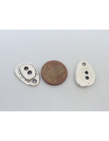 5 Intercalaires grain de café 17,9mm x 12,8mm en métal argenté lisse