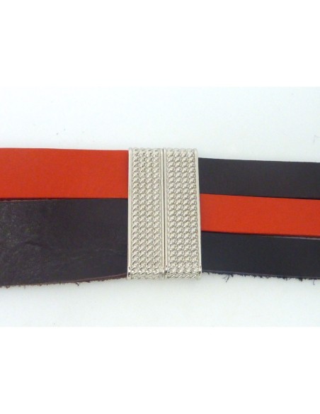 R-Fermoir aimanté rectangle manchette 37,6mm pour bracelet multirang en métal argenté travaillé