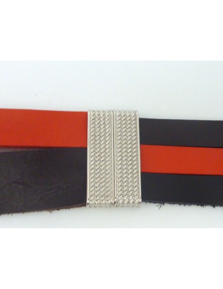 R-Fermoir aimanté rectangle manchette 37,6mm pour bracelet multirang en métal argenté travaillé