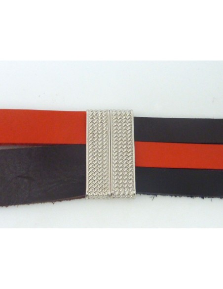 R-Fermoir aimanté rectangle manchette 37,6mm pour bracelet multirang en métal argenté travaillé