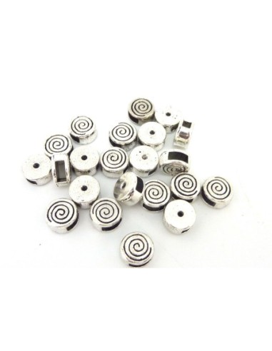 perle slide spirale pour lanière 5mm en métal argenté 