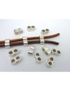 Perle connecteur multi rangs, 2 trous, 16,5mm en métal argenté