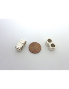 Perle connecteur multi rangs, 2 trous, 16,5mm en métal argenté 2