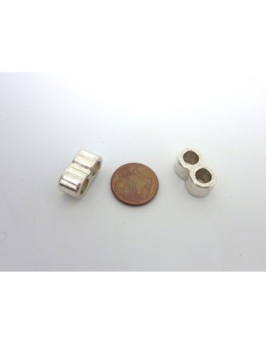 Perle connecteur 2 trous en métal argenté