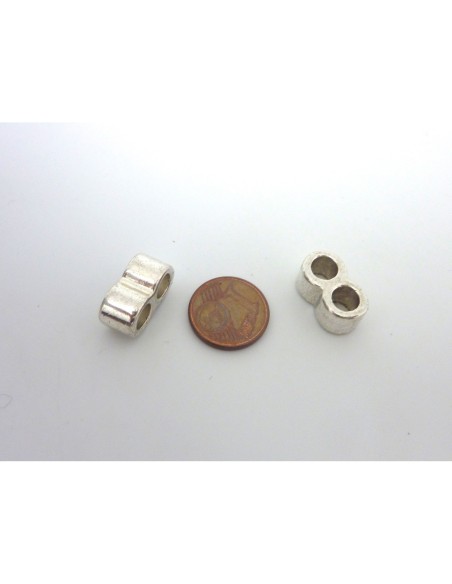 Perle connecteur 2 trous en métal argenté