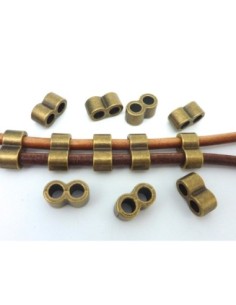 3 Perles, connecteur multi rangs, 2 trous, 16,5mm en métal de couleur bronze 2