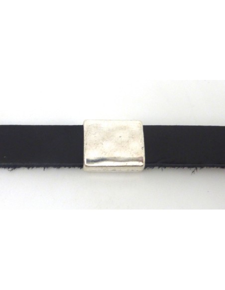 Perle passant argenté pour cuir de 10mm Perle passant argenté pour cuir de 10mm