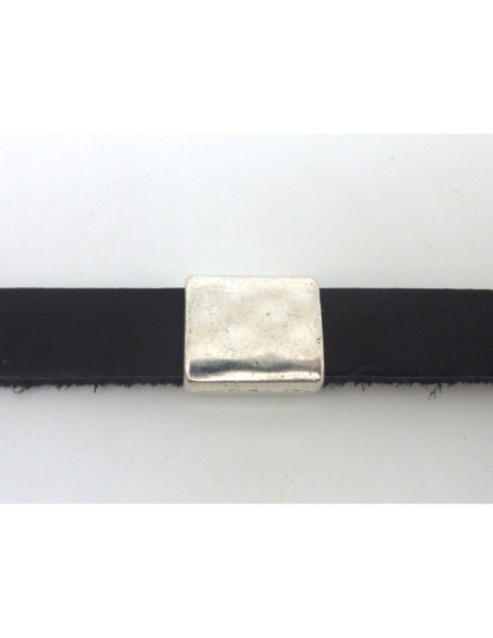 Perle passant argenté pour lanière cuir de 10mm Perle passant argenté pour lanière cuir de 10mm