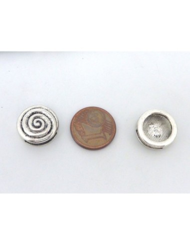 5 Perles passant ronde motif spirale en métal...