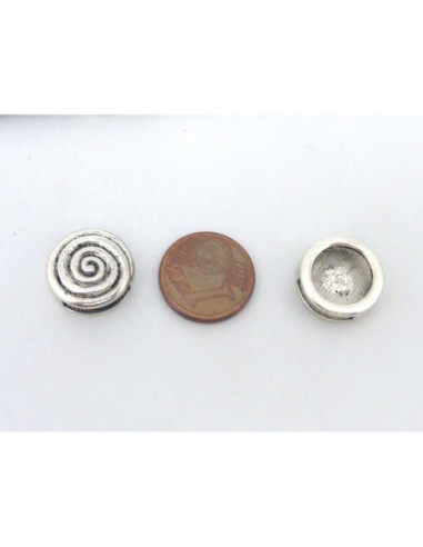 5 Perles passant ronde motif spirale en métal...