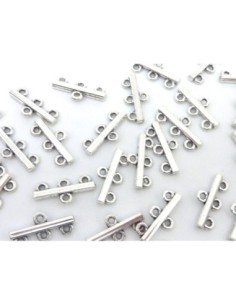 Perle connecteur en métal argenté 3 rangs