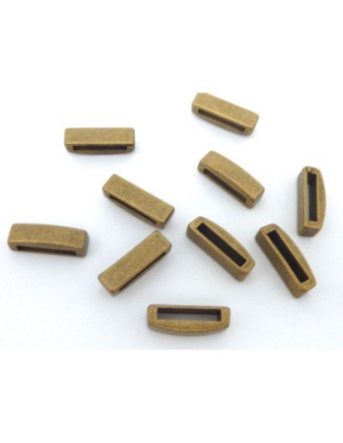 perle passant rectangulaire en métal de couleur bronze pour lanière 13mm