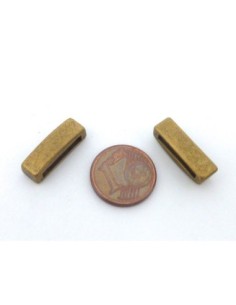 perle passant rectangulaire bombée en métal de couleur bronze pour lanière 13mm 2