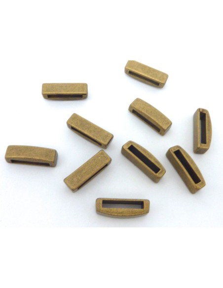 perle passant rectangulaire bombée en métal de couleur bronze pour lanière 13mm
