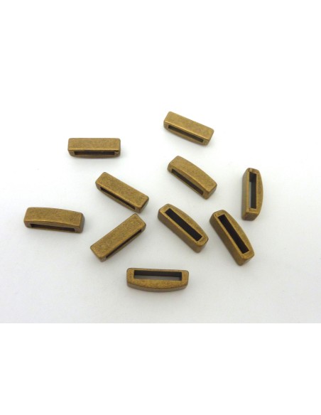 perle passant rectangulaire bombée en métal de couleur bronze pour lanière 13mm