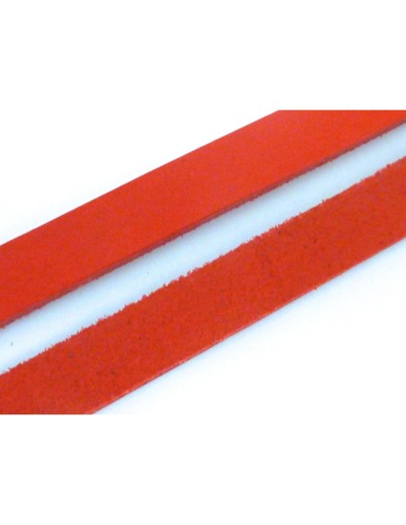 1m lanière cuir plat largeur 10mm x 1?4mm de couleur rouge vif, vermillon - Cuir véritable origine europe