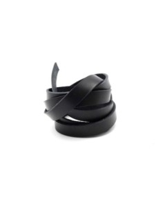 Lanière cuir plat largeur 10mm x 1,7mm de couleur noir - Cuir véritable origine europe