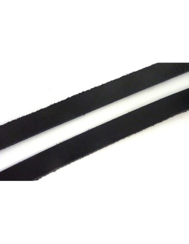 Lanière cuir plat largeur 10mm x 1,7mm de couleur noir - Cuir véritable origine europe