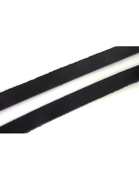 Lanière cuir plat largeur 10mm x 1,7mm de couleur noir - Cuir véritable origine europe