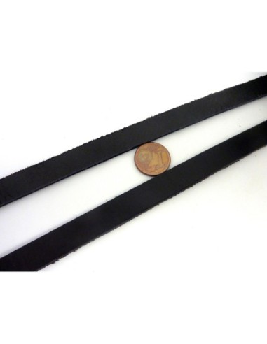 Lanière cuir plat largeur 10mm x 1,7mm de couleur noir - Cuir véritable origine europe