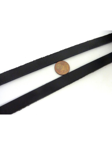 Lanière cuir plat largeur 10mm x 1,7mm de couleur noir - Cuir véritable origine europe