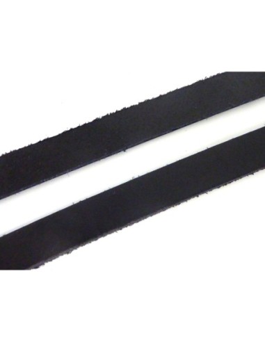 Lanière cuir plat largeur 10mm x 1,7mm de couleur noir - Cuir véritable origine europe