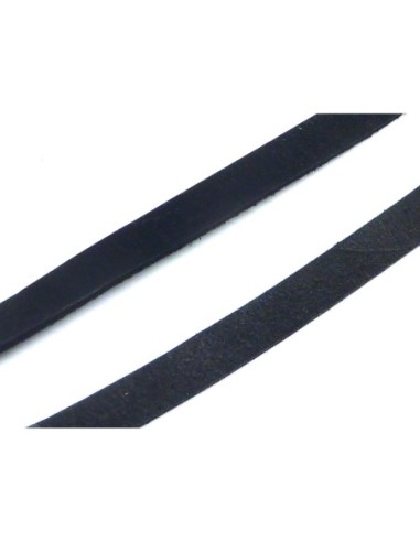 Lanière cuir plat largeur 10mm x 1,7mm de couleur noir - Cuir véritable origine europe