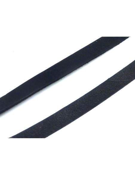 Lanière cuir plat largeur 10mm x 1,7mm de couleur noir - Cuir véritable origine europe