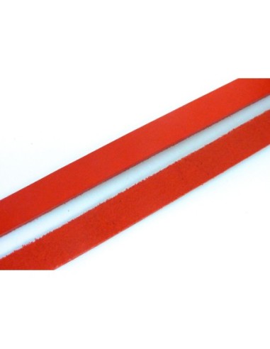 Lanière cuir plat 15mm rouge vif