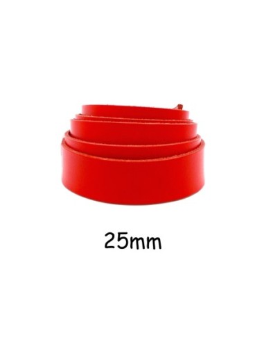 Lanière cuir large rouge 25mm - Cuir Véritable pour anse de sac, bracelet
