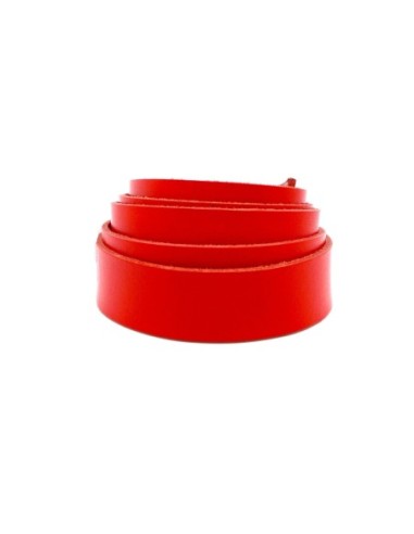 Cuir plat large rouge 25mm - Cuir Véritable pour anse de sac, bracelet