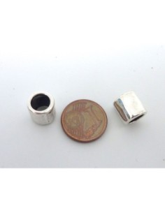 20 Perles tube martelé en métal argenté à gros trou pour cordon de 6mm 2