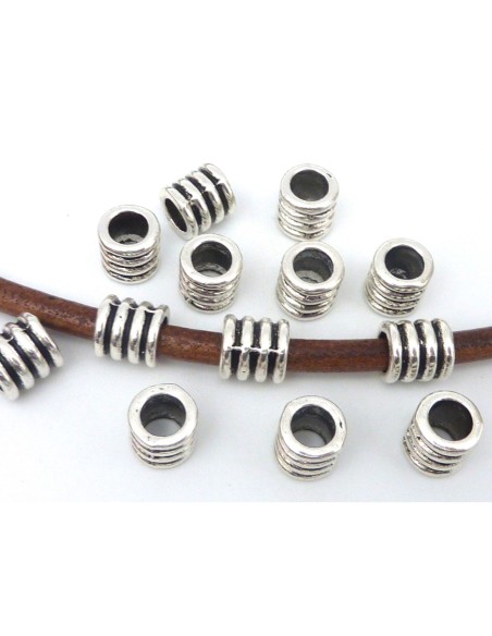 Perle argenté à gros trou 6mm